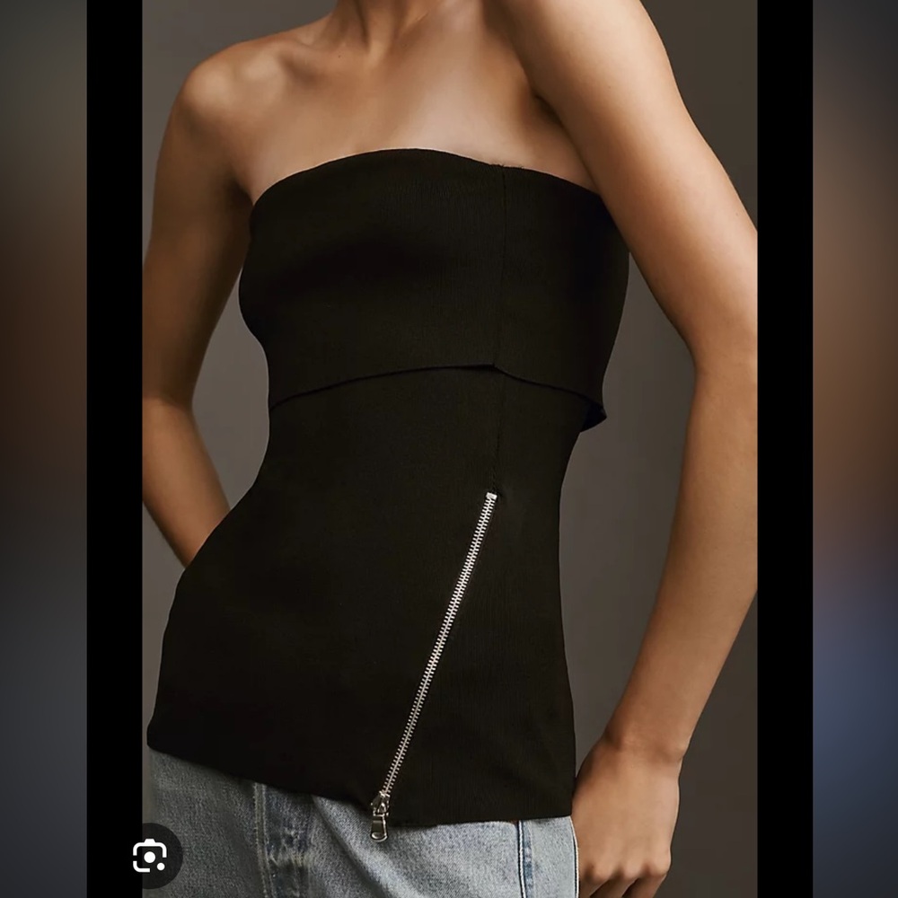 NWT Anthro Black Tube Top with Side Zipper
